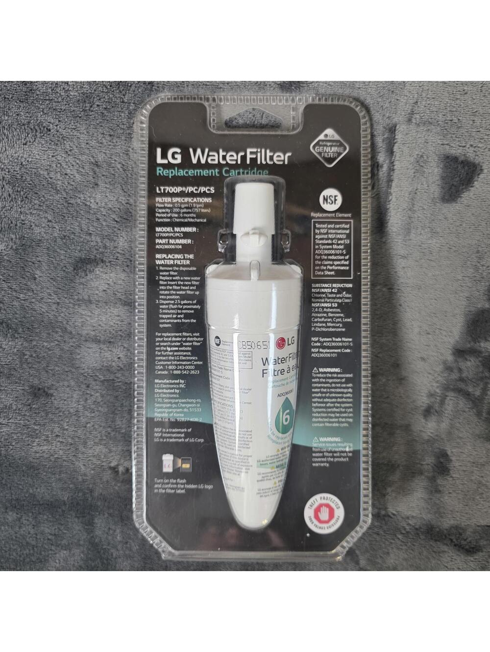 LG LT700P Refrigerator Replacement Filter 6 Month / 200 Gallon